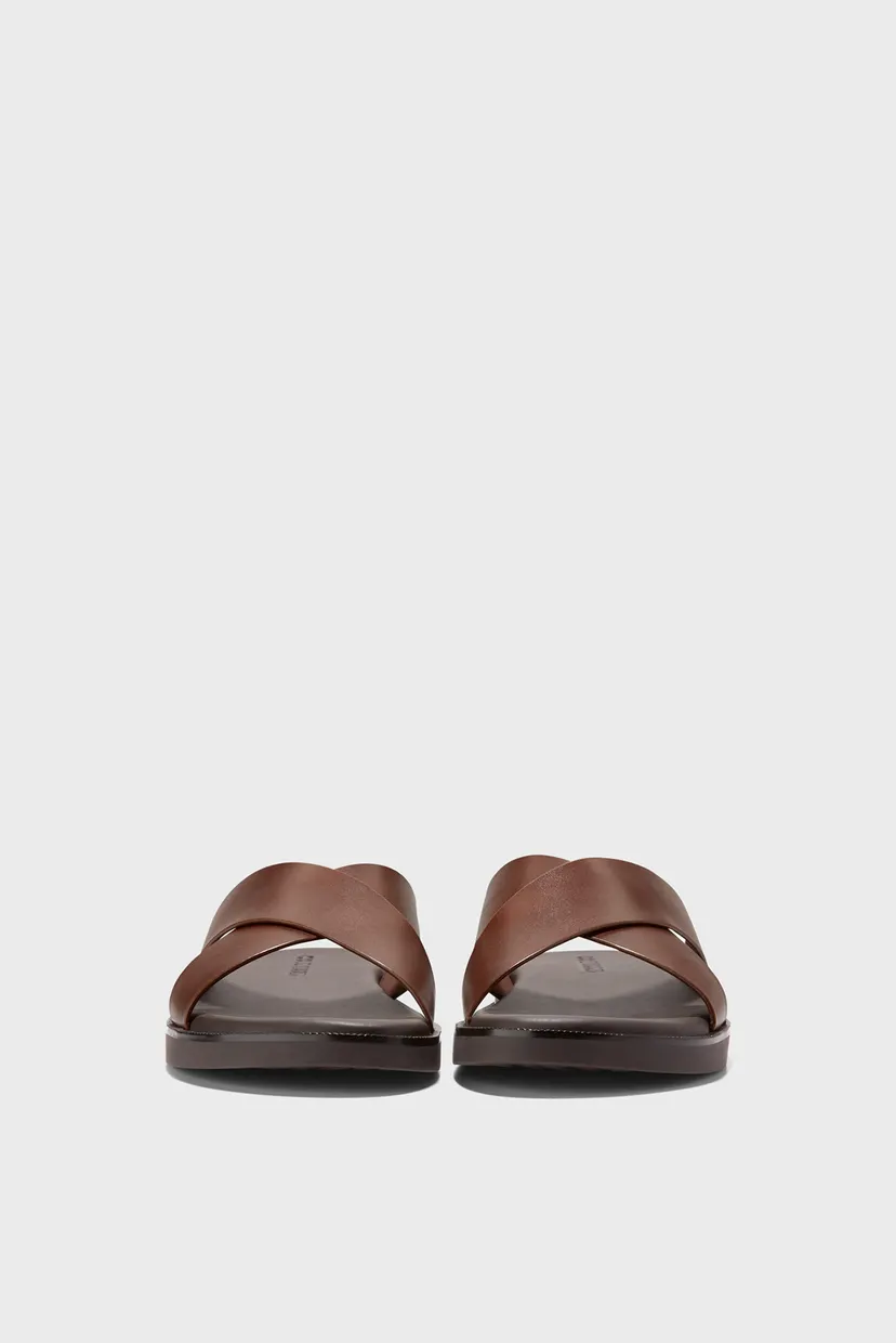 Чоловічі коричневі шкіряні слайдери Nantucket Cross Strap 3