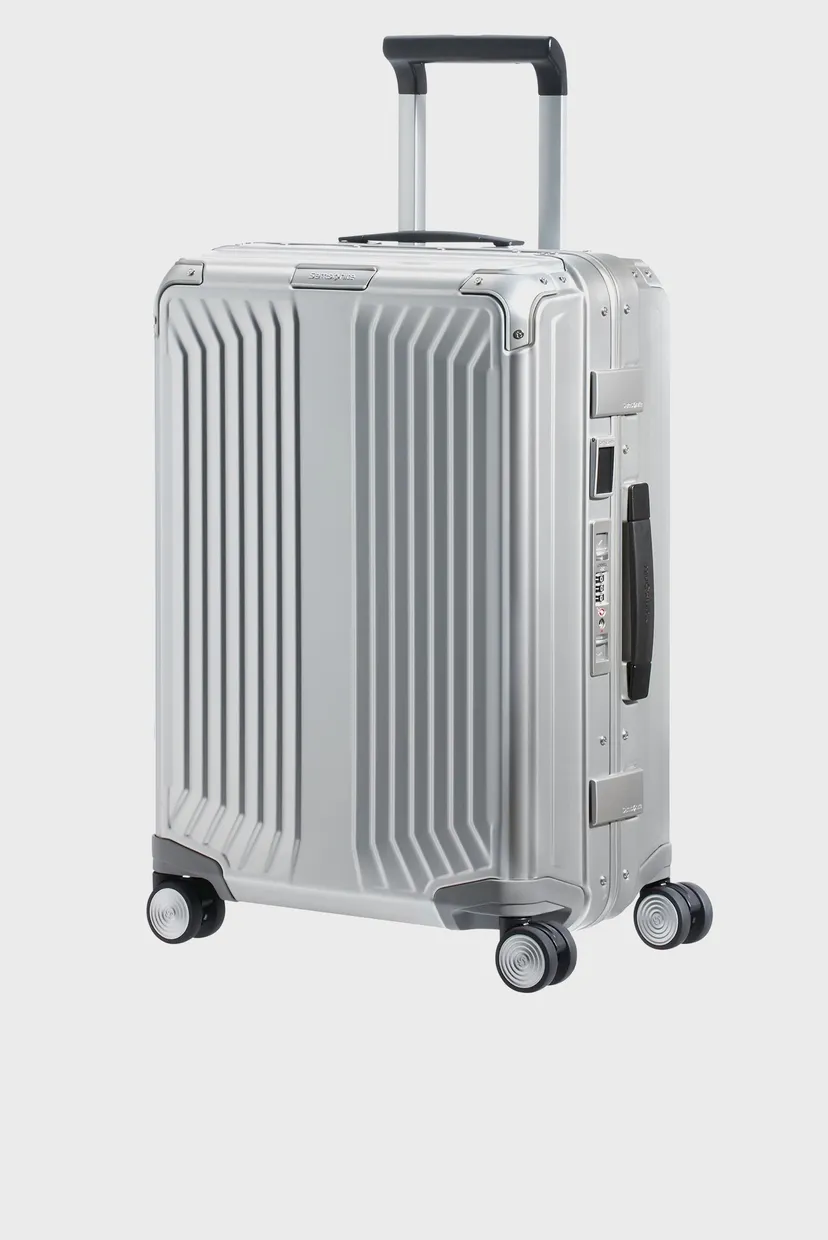 Серый чемодан 55 см LITE-BOX ALU ALUMINIUM 3