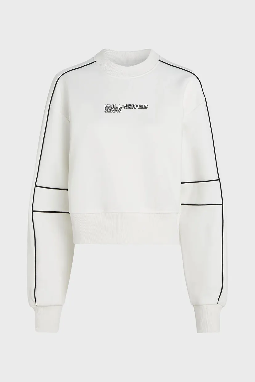Женский белый свитшот relaxed crop piping 5