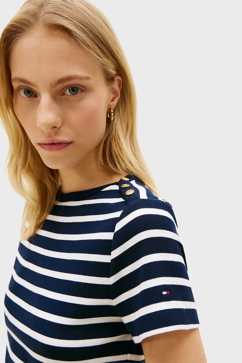 Женская футболка в полоску GOLD BUTTON SLIM 4