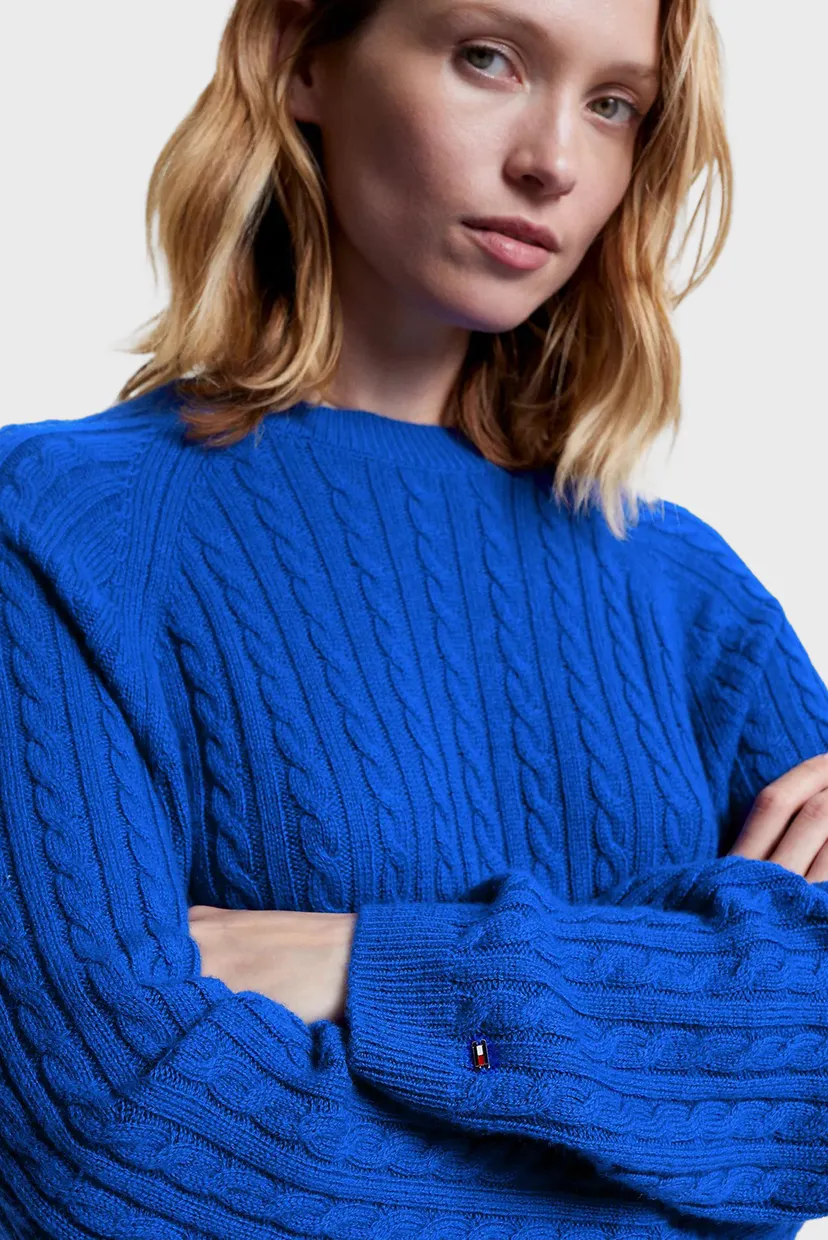 Женское синее шерстяное платье SOFT WOOL AO CABLE 4
