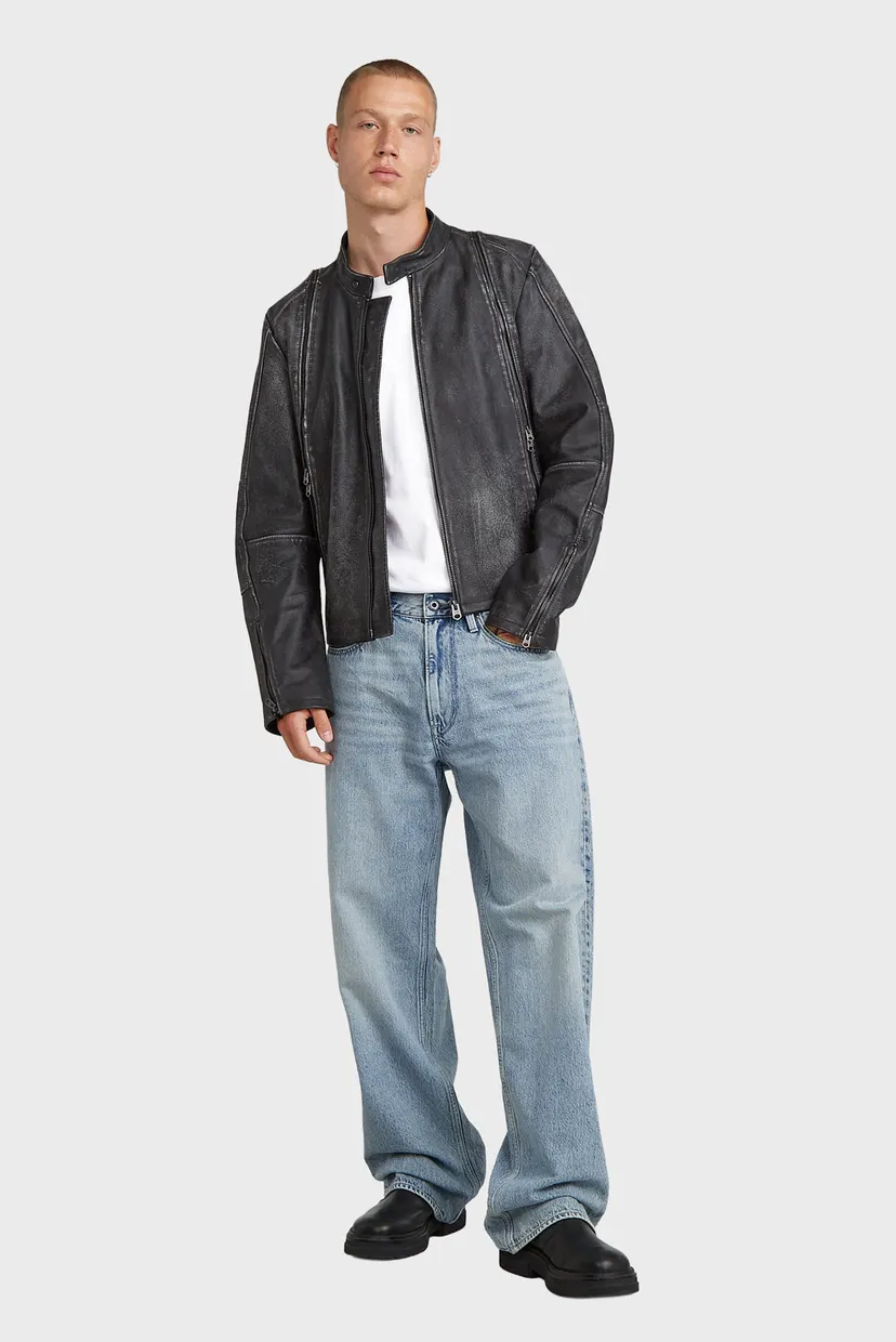 Чоловіча темно-сіра шкіряна куртка Leather Blouson 5