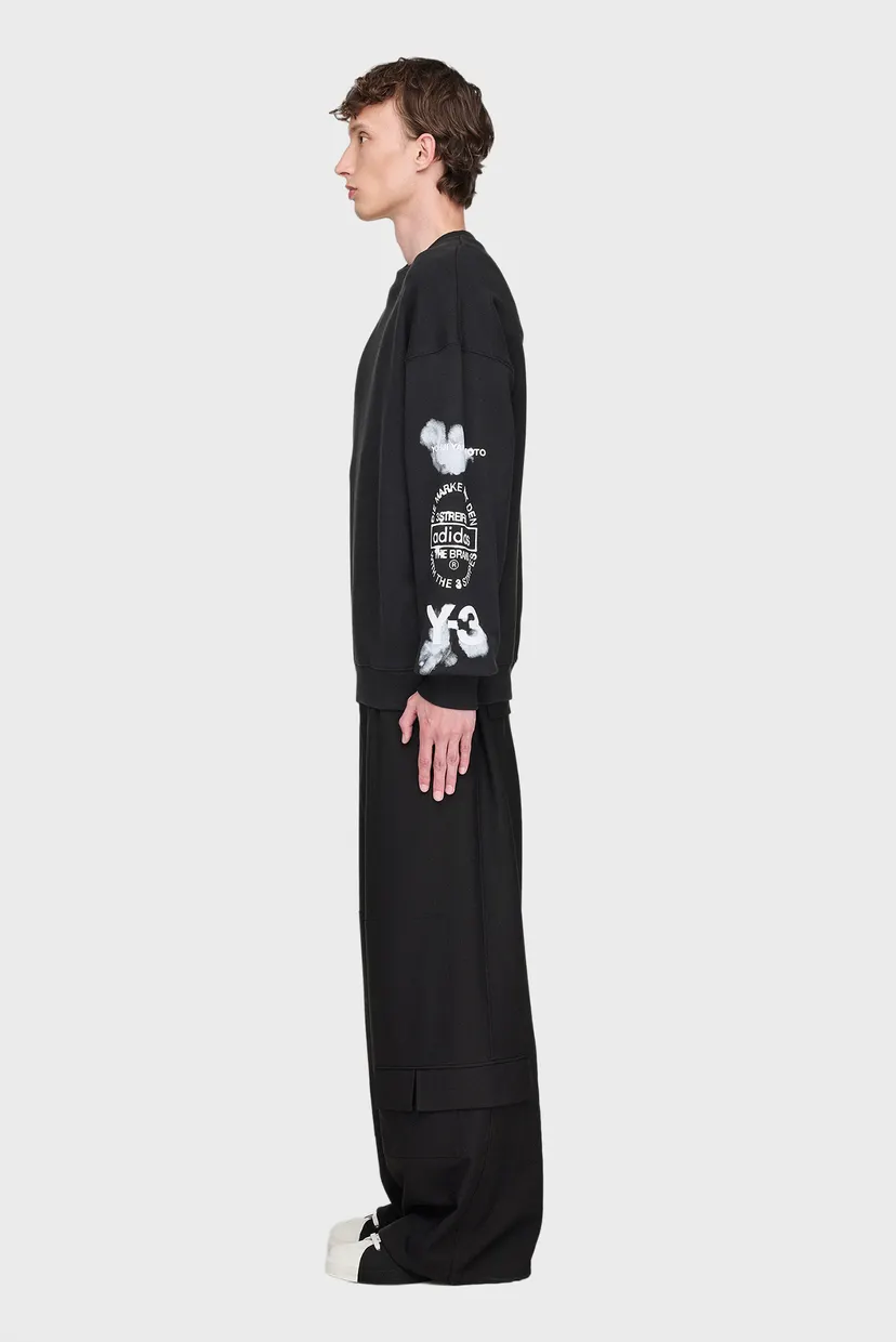Чорний світшот Y-3 Graphic Crew (унісекс) 7
