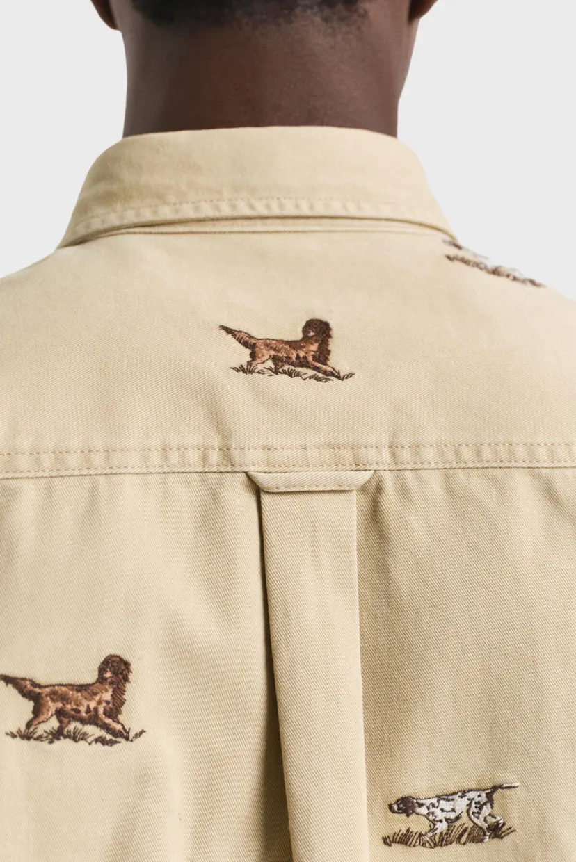 Мужская бежевая рубашка с узором EMBROIDERED 3