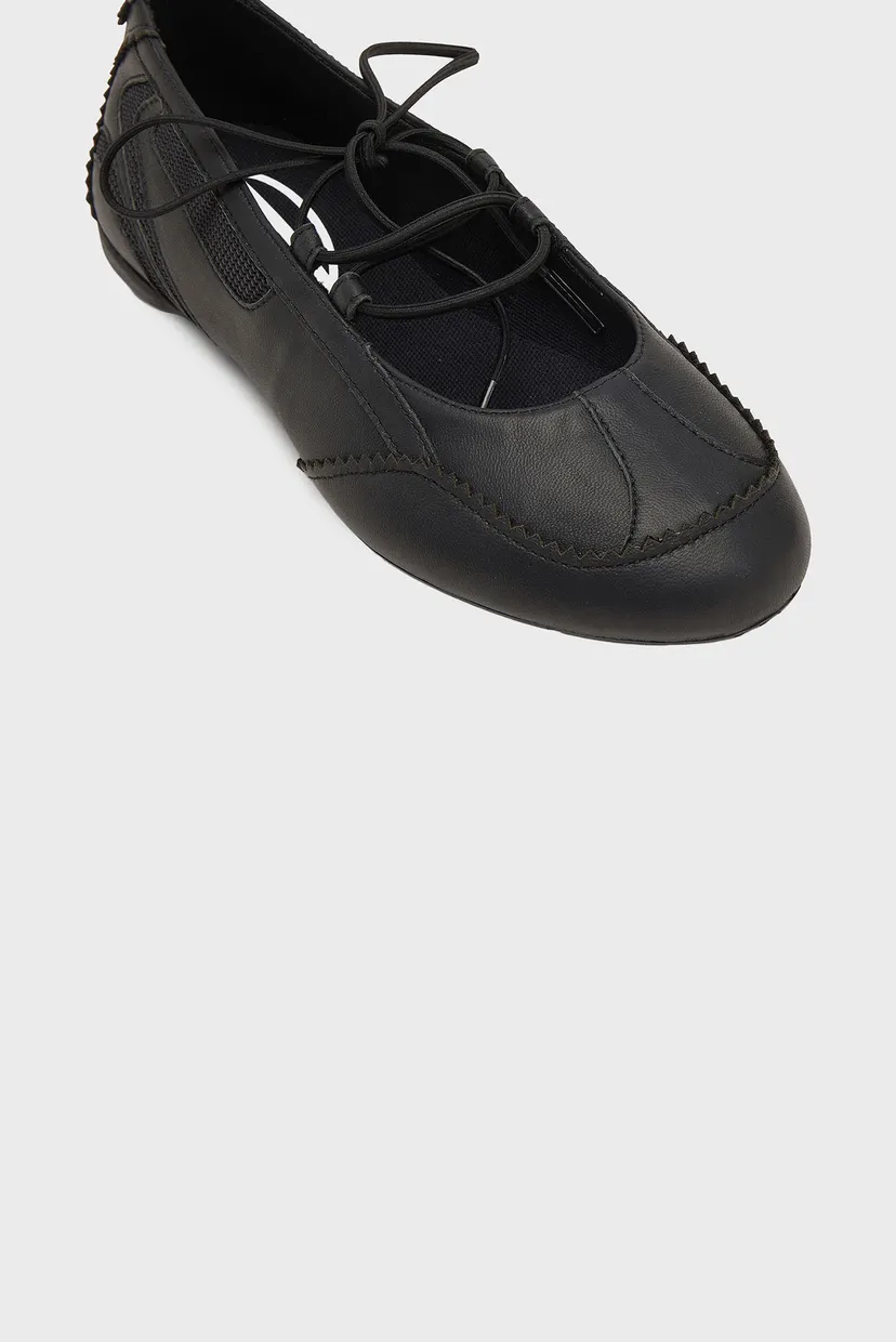 Жіночі чорні шкіряні балетки D-MILE BALLERINA LACE UP W BALLERINA 7