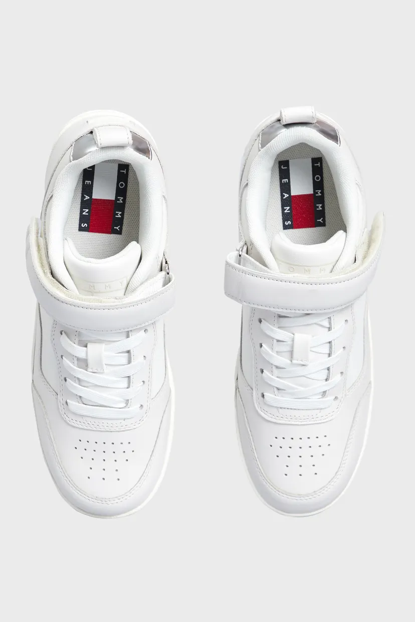 Жіночі білі шкіряні кросівки TJW FLATFORM VELCRO 4