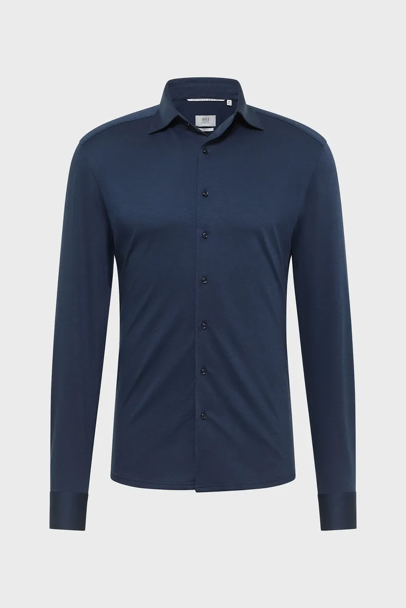 Мужская темно-синяя рубашка SLIM FIT 5