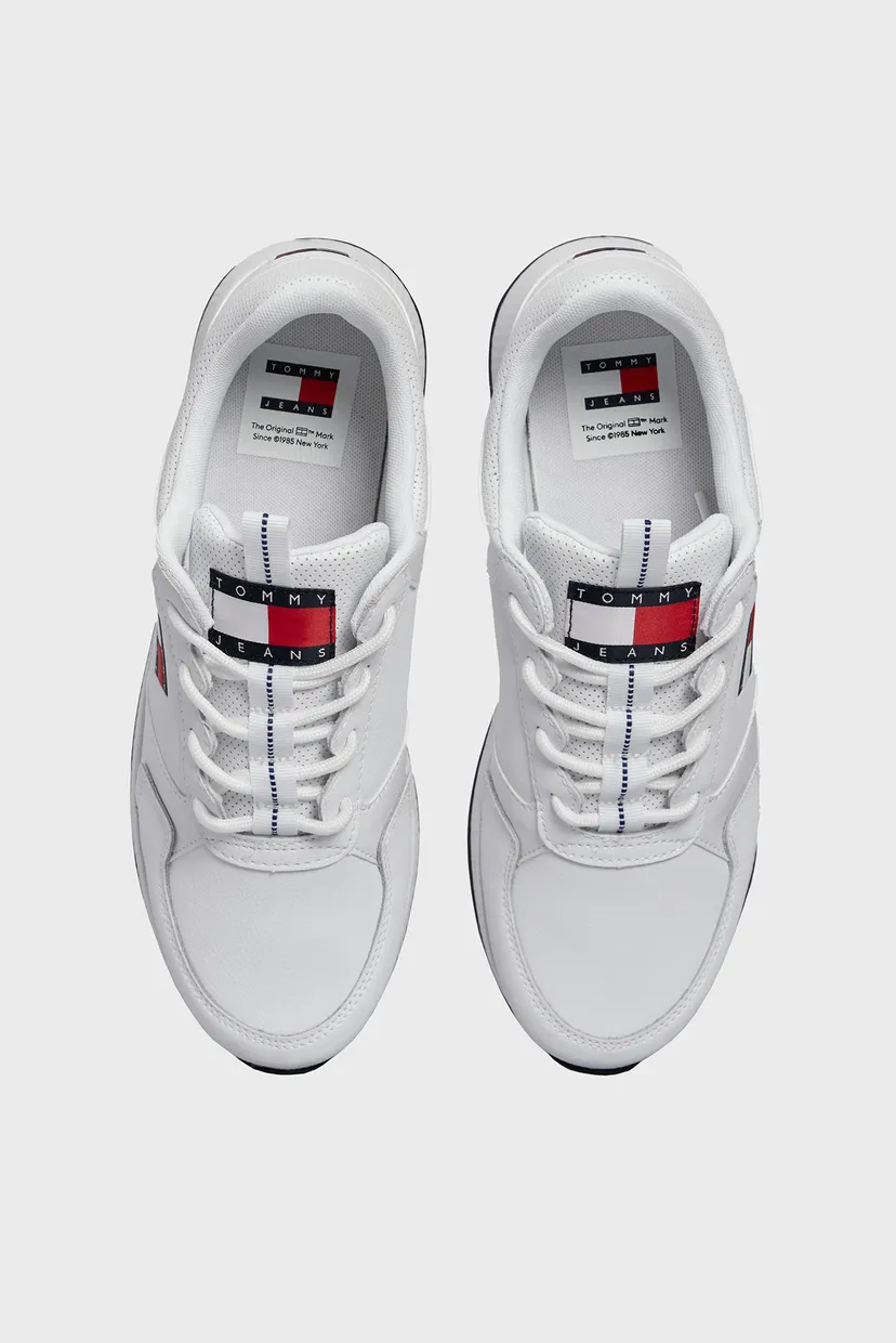 Мужские белые кожаные кроссовки TOMMY JEANS FLEXI RUNNER 4