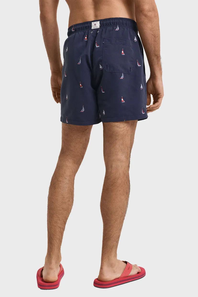 Чоловічі темно-сині плавальні шорти з візерунком BOAT EMBROIDERY SWIM SHORTS 3