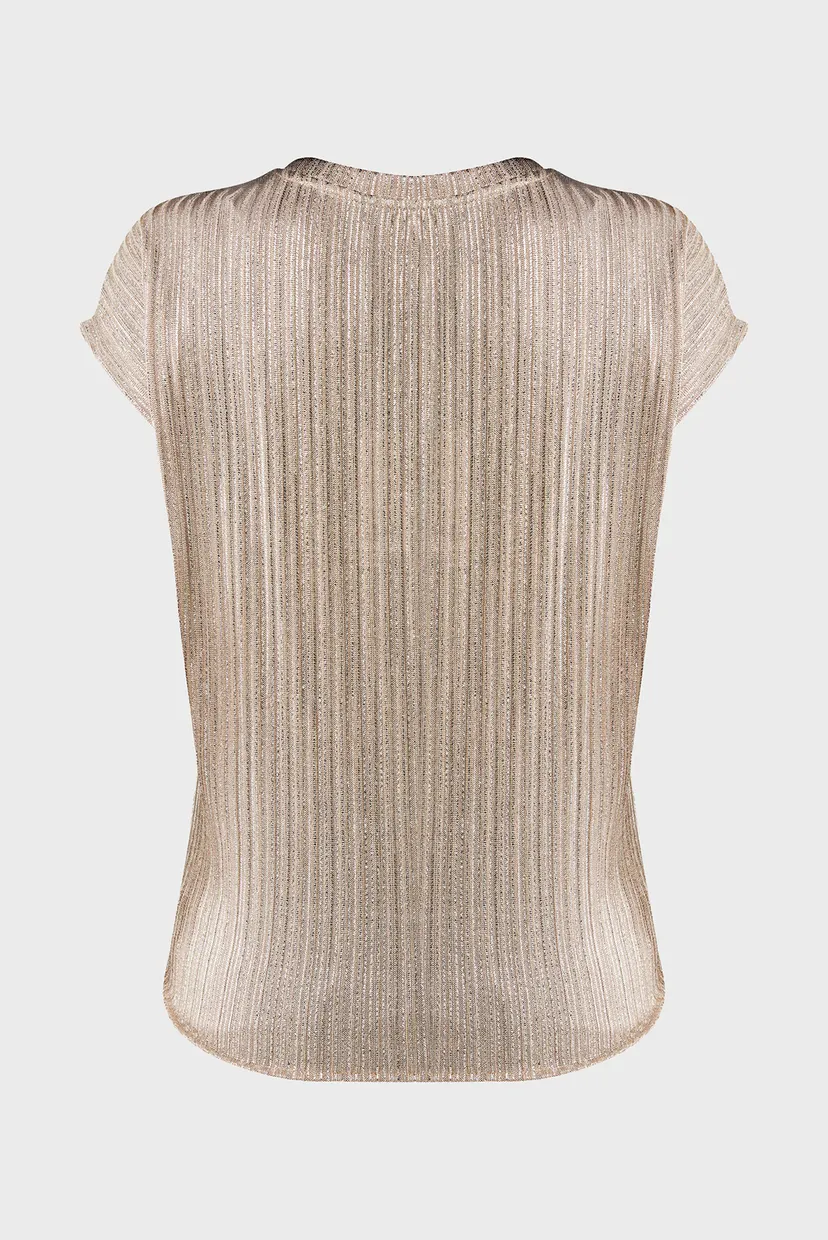 Женский бежевый топ Short sleeve lurex rib t-shirt 6