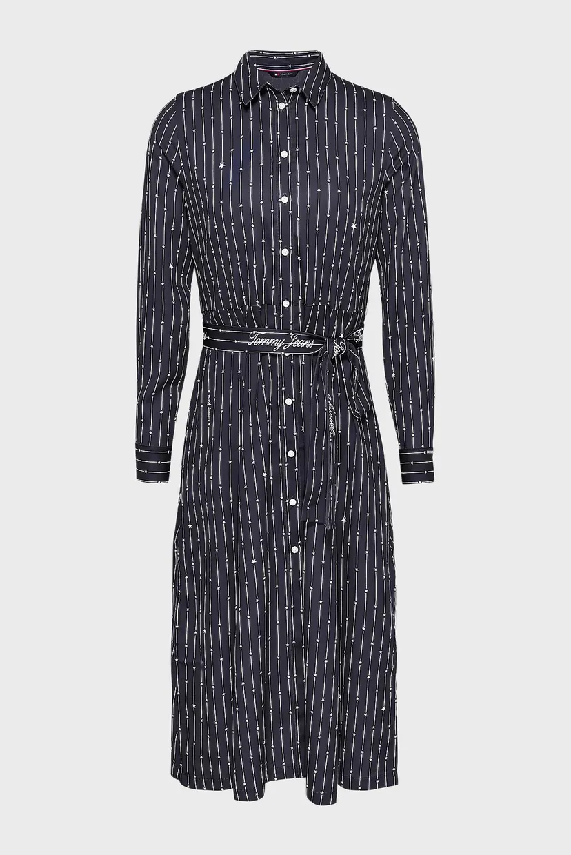 Женское темно-синее платье в полоску TJW STRDST BELTED MIDI DRESS EXT 5