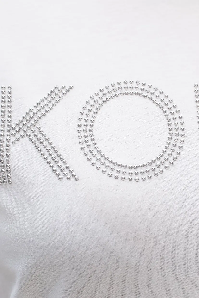 Жіноча біла футболка KORS STUD SMRCAMP TEE 3
