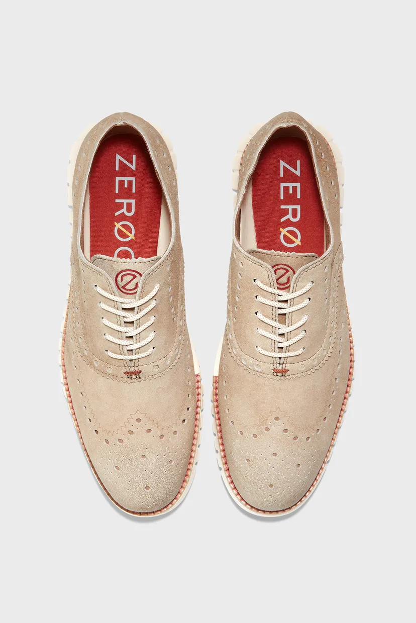Чоловічі бежеві замшеві броги ZERØGRAND Wingtip Oxford 4