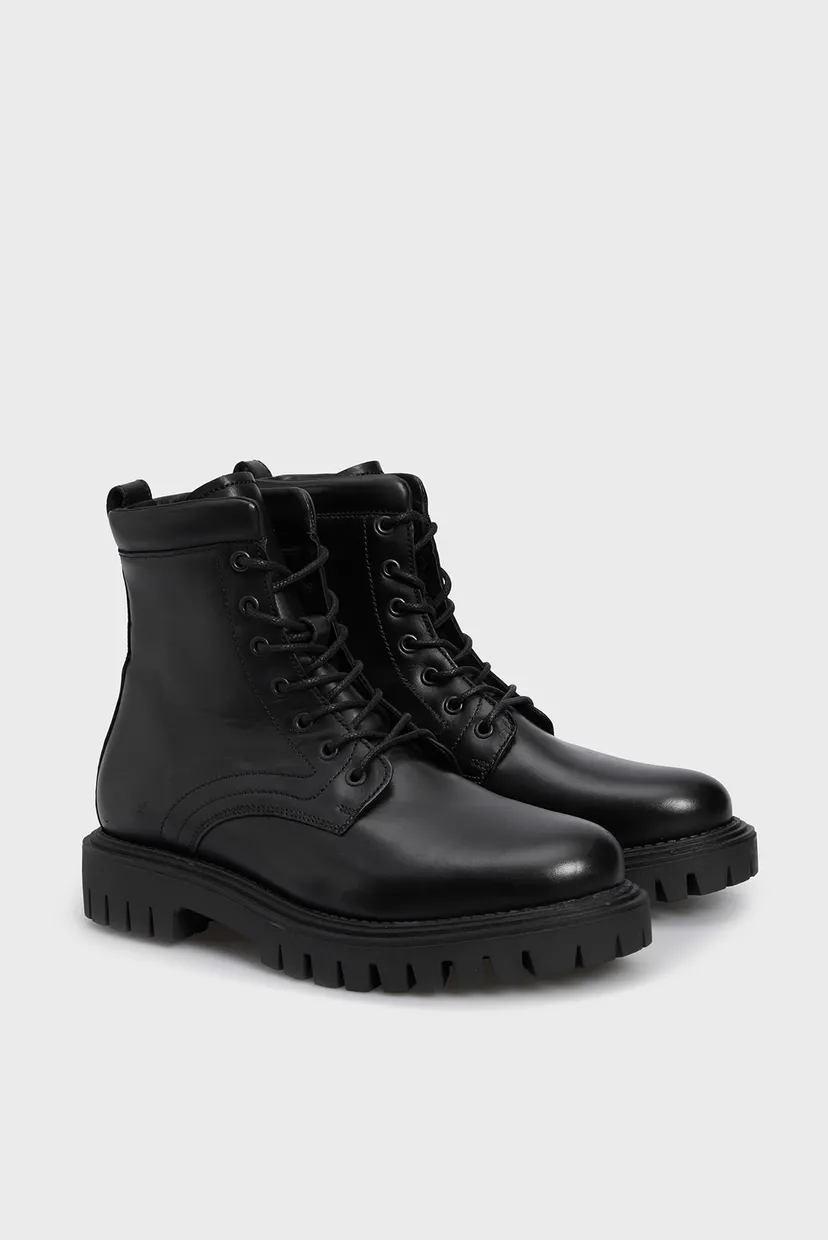 Мужские черные кожаные ботинки PREMIUM CASUAL CHUNKY LTH BOOT 3