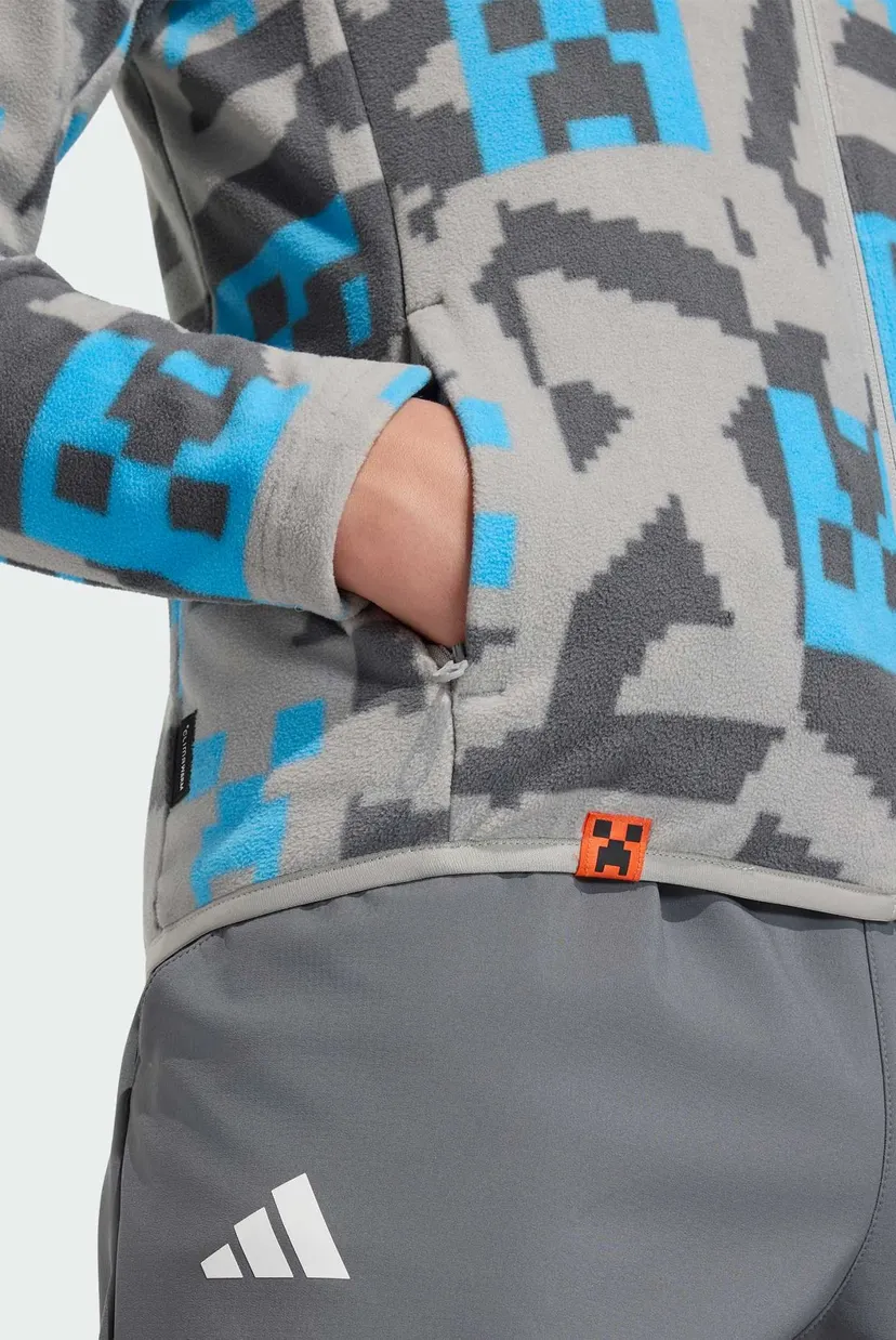 Детская серая спортивная кофта с узором Adidas Minecraft Terrex CLIMAWARM Full-zip Fleece 7