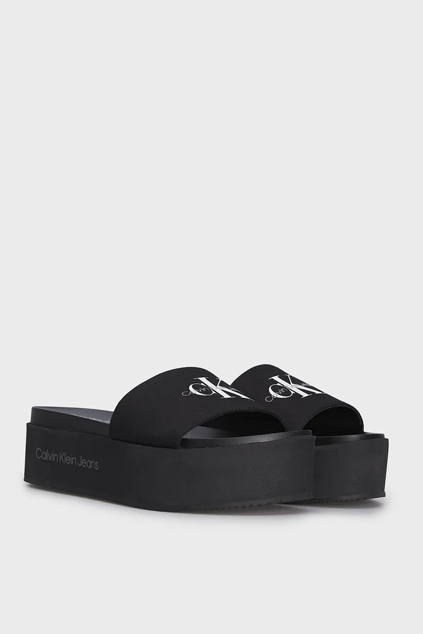 Жіночі чорні слайдери FLATFORM SANDAL MONOGRAM 3