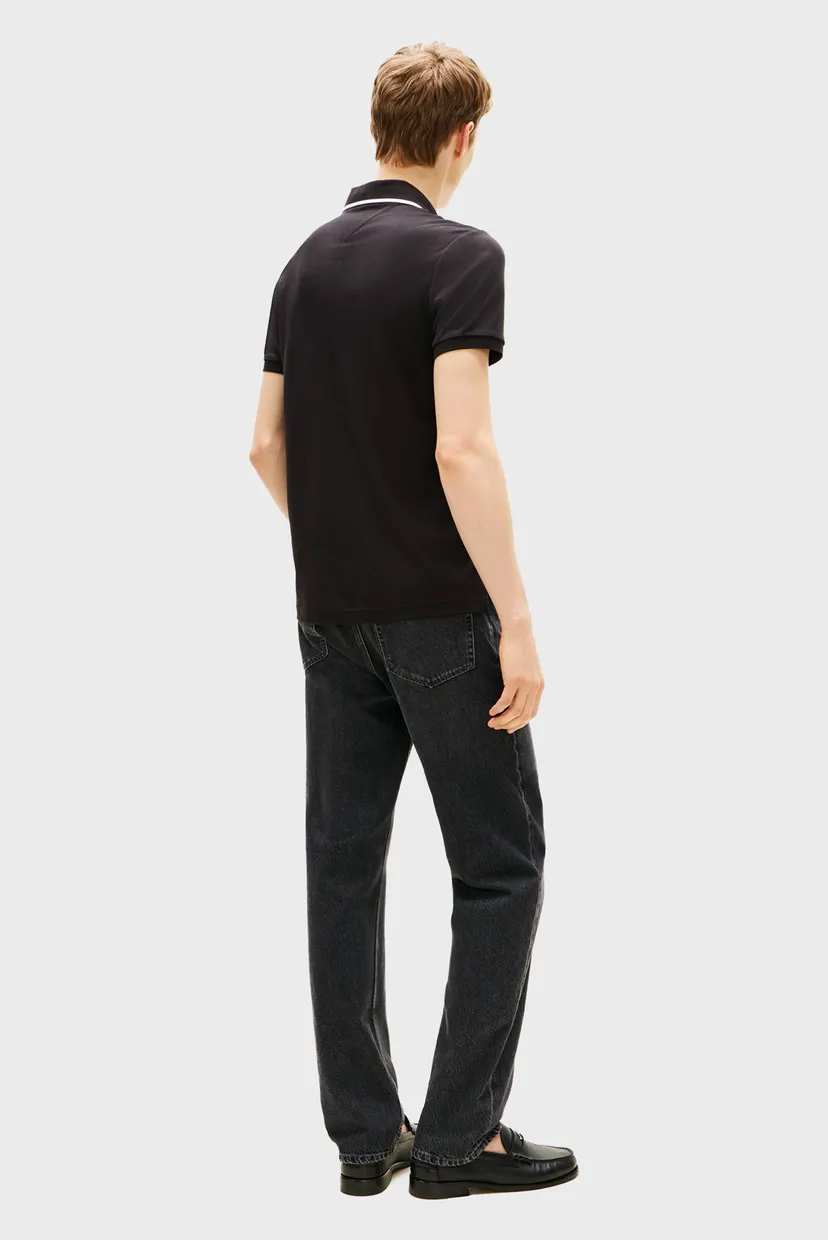 Мужское черное поло TIPPED SLIM 3