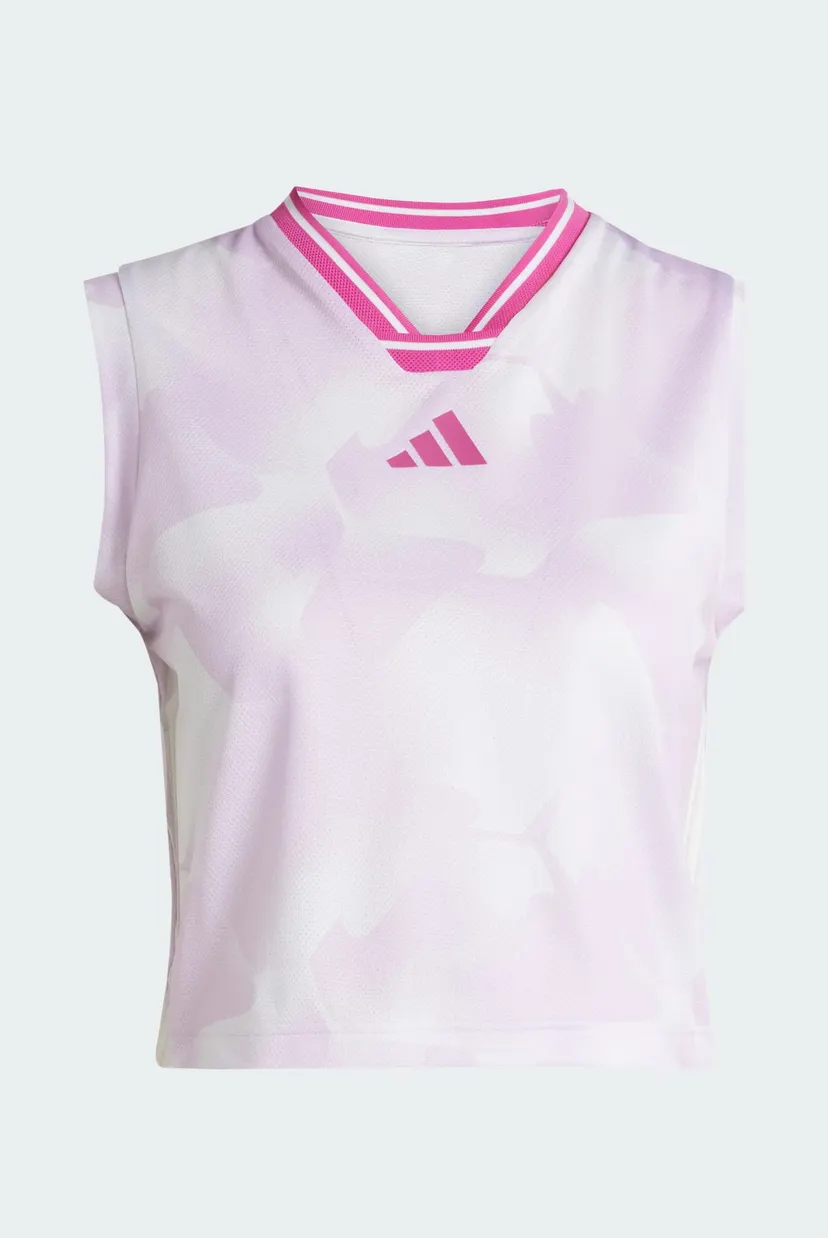 Женская сиреневая майка с узором Tiro Cut 3-Stripes Mesh 6