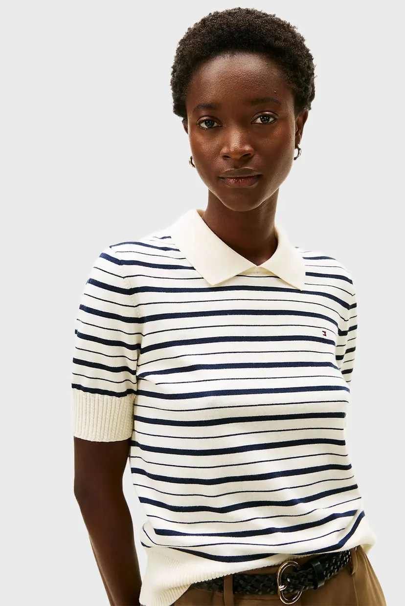 Женское белое поло в полоску CO JERSEY FINE GG POLO S/S SWT 4