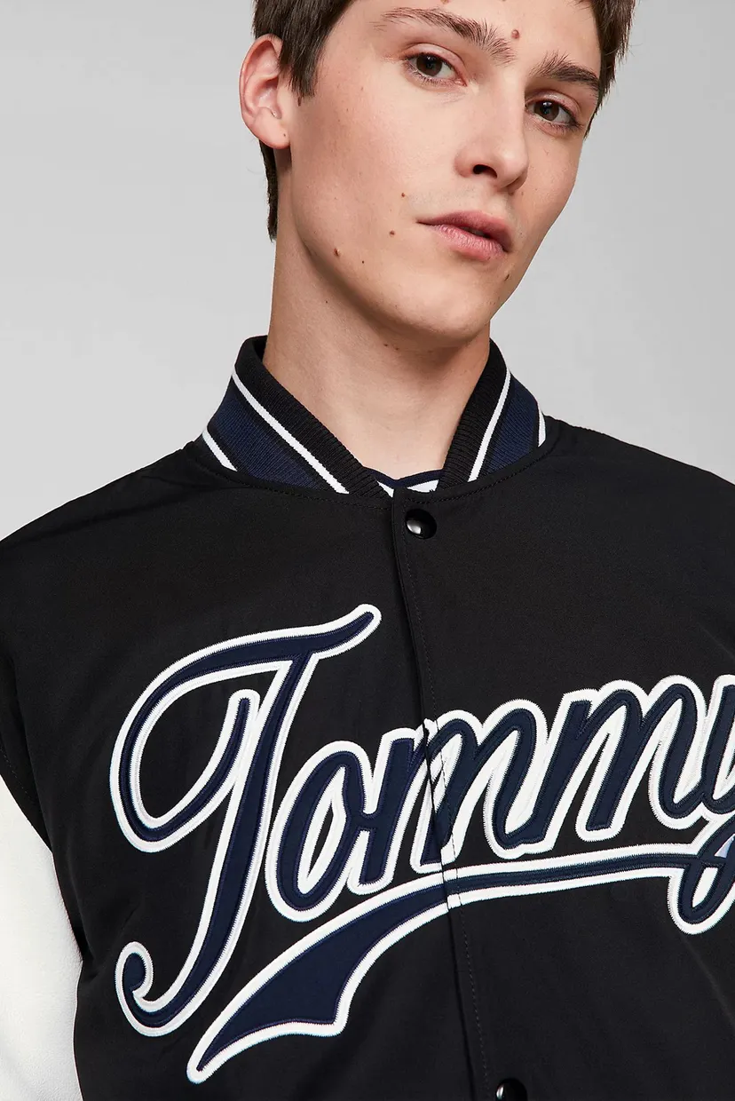 Мужской черный бомбер TJM LETTERMAN JACKET EXT 4