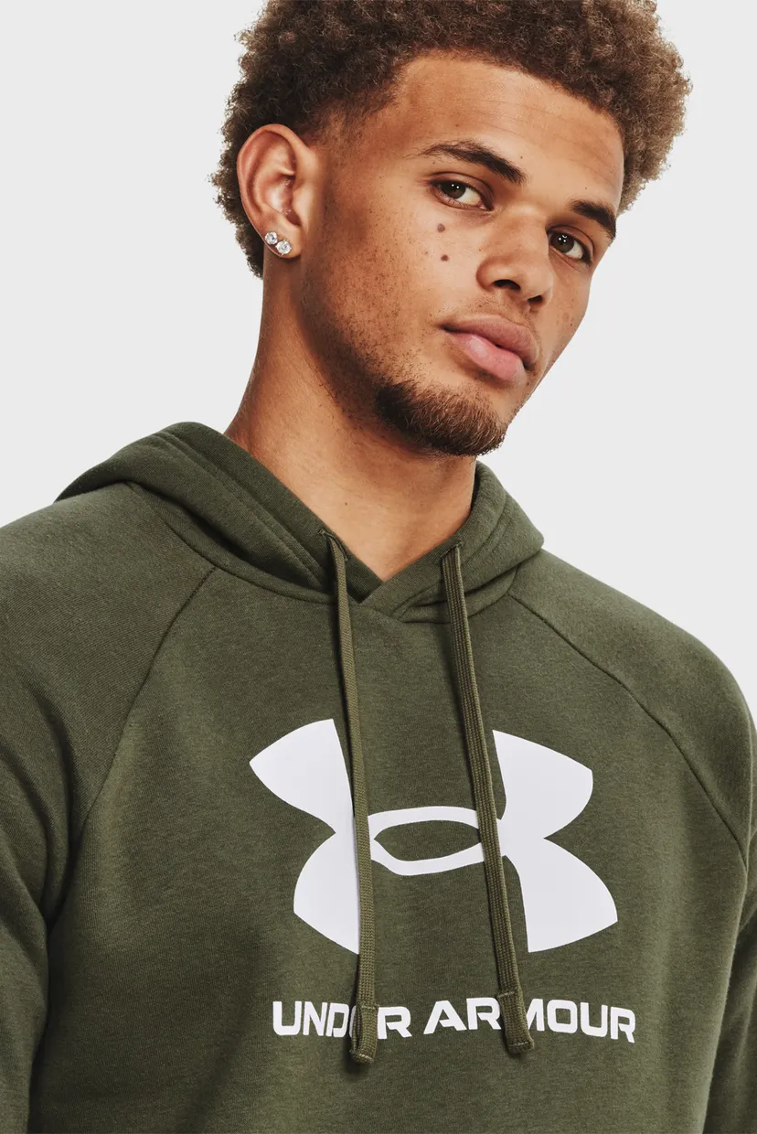 Чоловіче оливкове худі UA Rival Fleece Logo HD 4