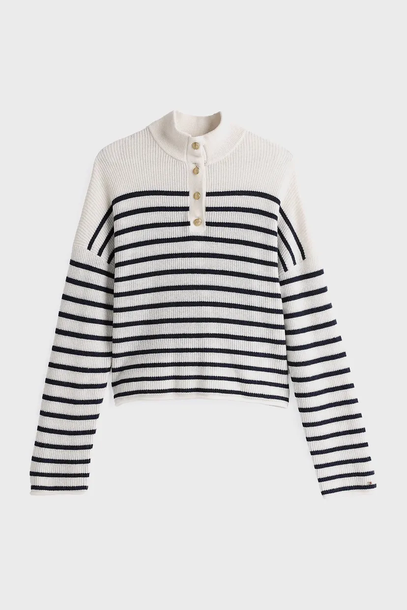 Жіноча вовняна кофта у смужку GOLD BUTTON POLO LS SWEATER 5