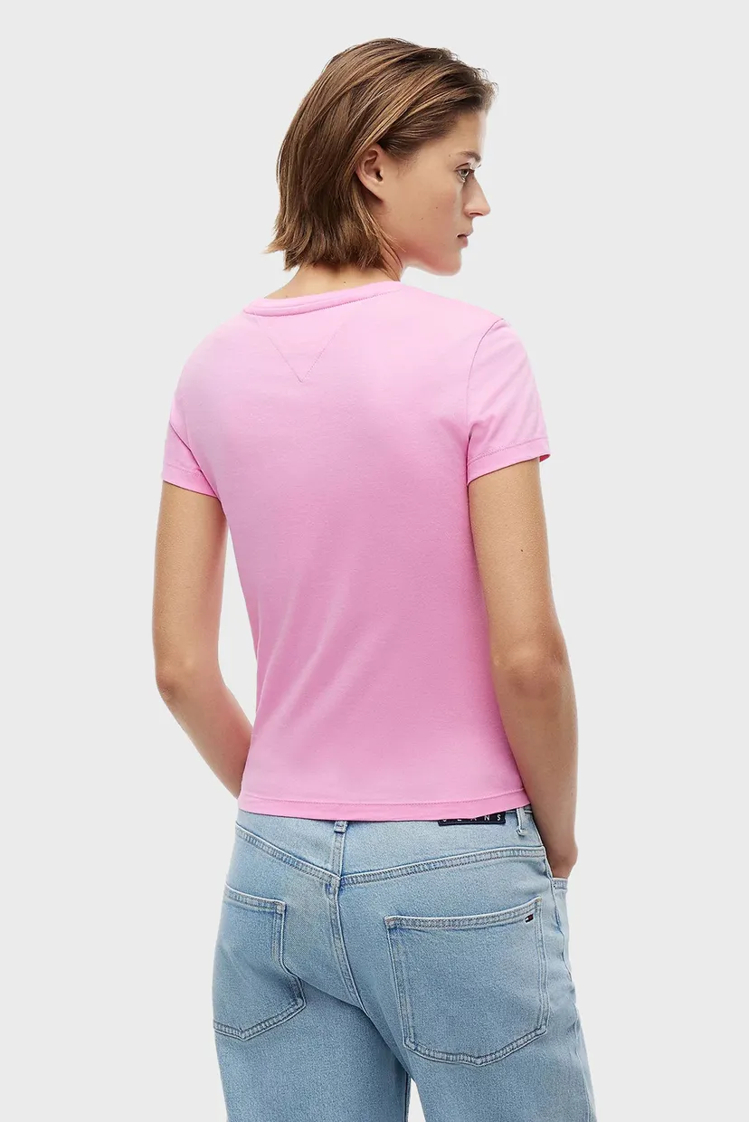 Женская розовая футболка SLIM C-NECK 3