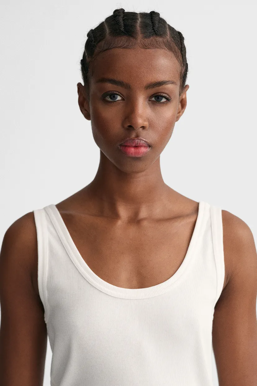 Жіноча біла майка SLIM RIBBED TANK TOP 4