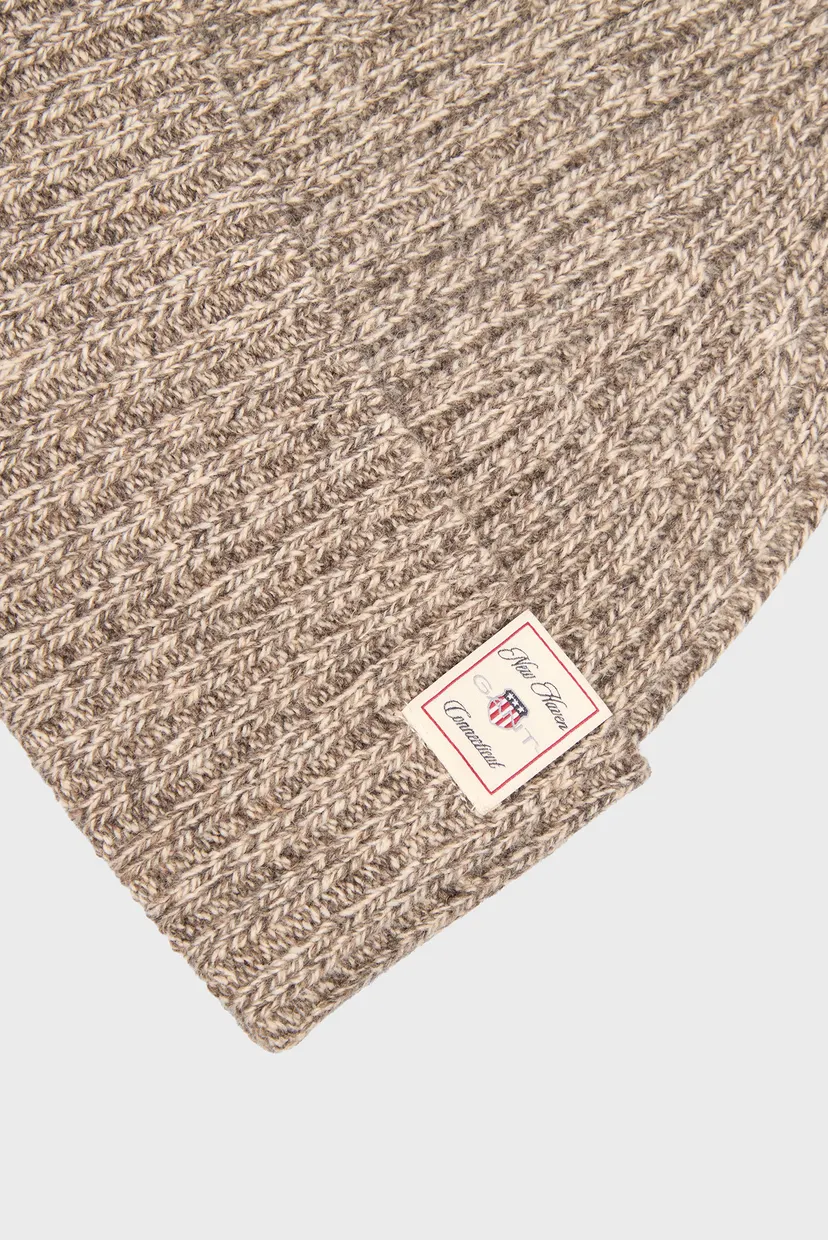 Мужская бежевая шерстяная шапка WOOL BLEND MOULINE BEANIE 4