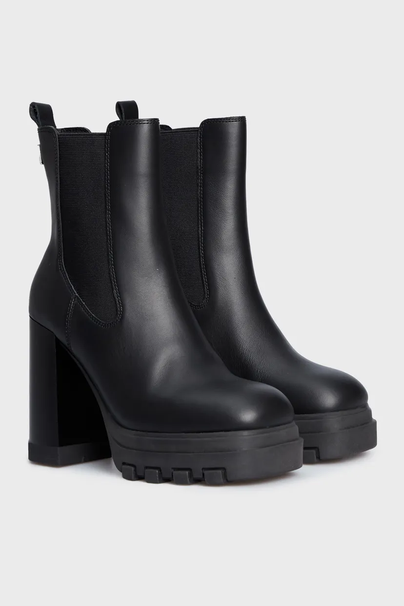 Женские черные кожаные ботильоны TJW HIGH HEEL CHELSEA 3