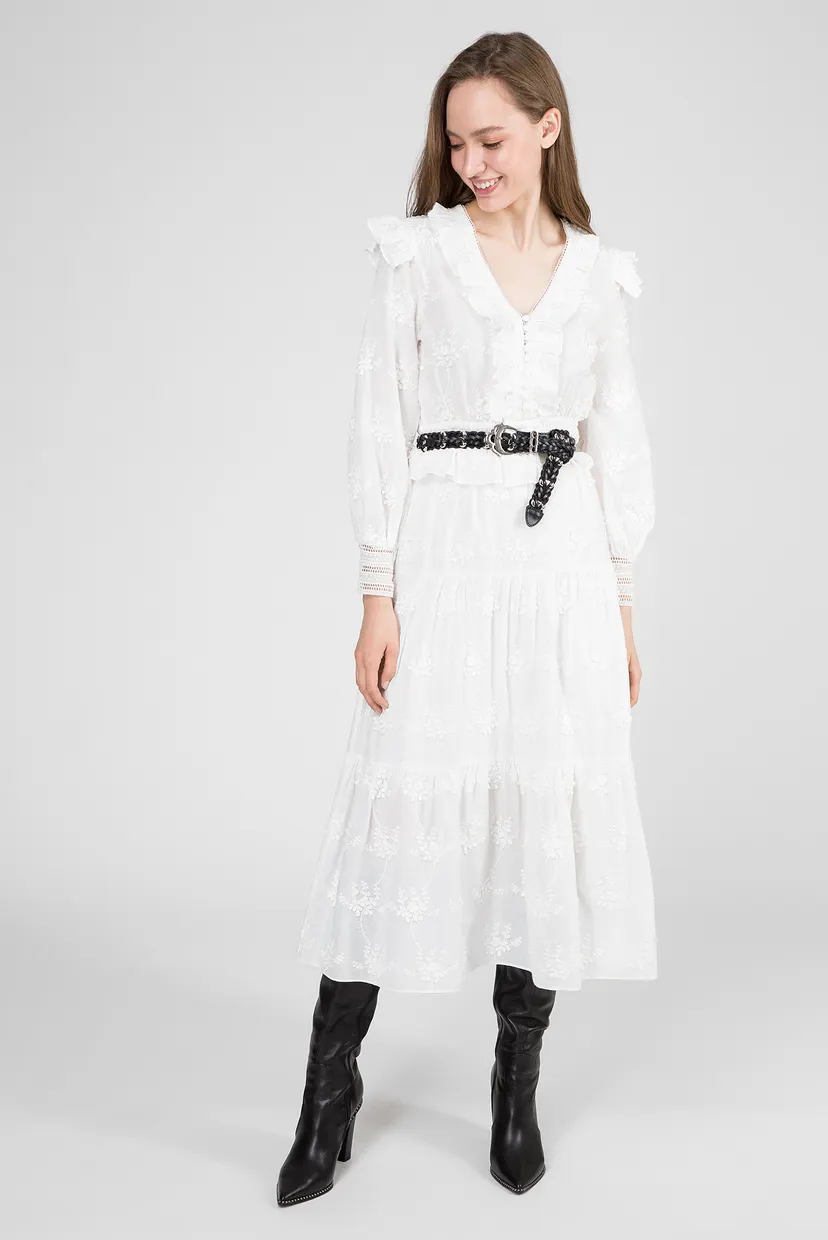 Miaページ Жіноча біла сукня MAJE MFPRO00786 ECRU — MD-Fashion