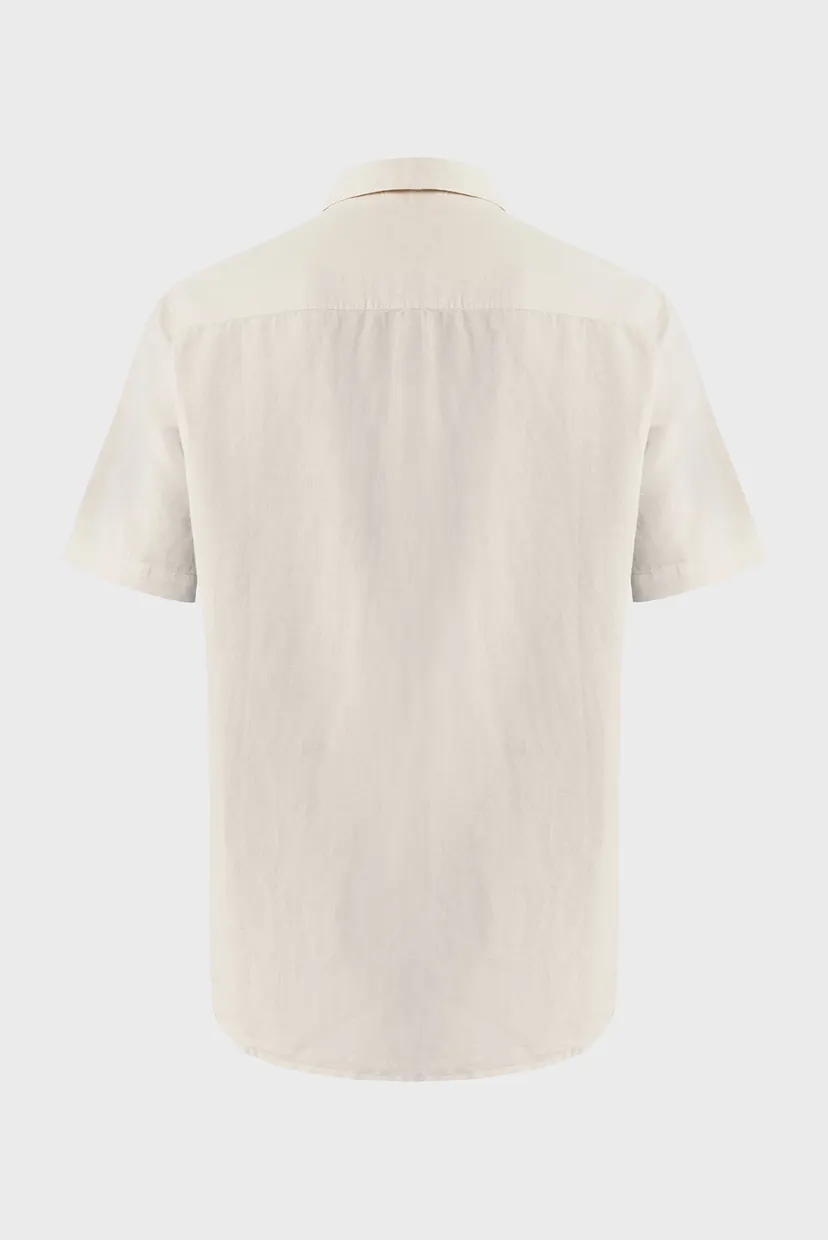 Мужская бежевая льняная рубашка BRANDON Basic linen shirt short sleeve 5