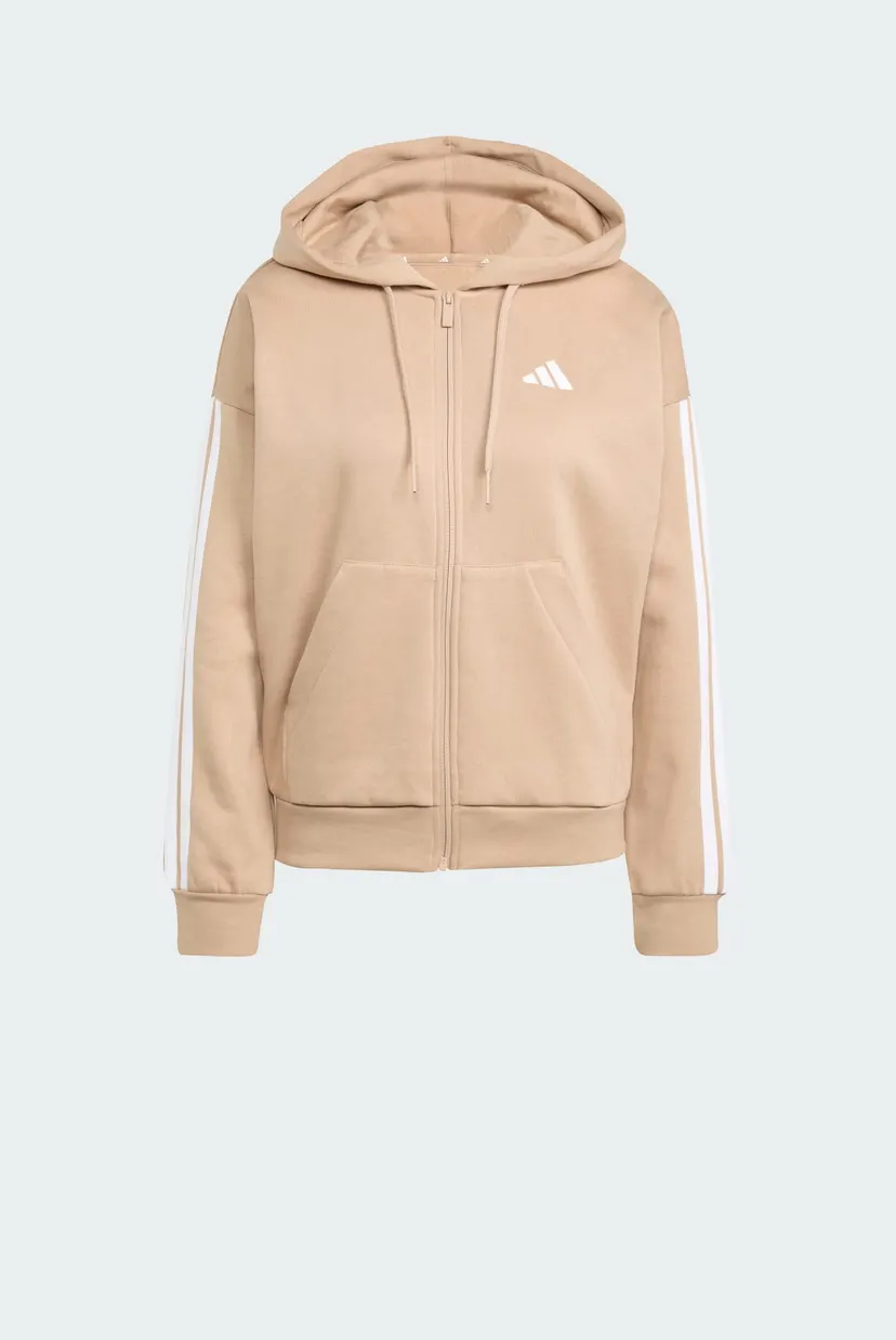 Женское бежевое худи Essentials 3-Stripes Full-Zip Fleece 6