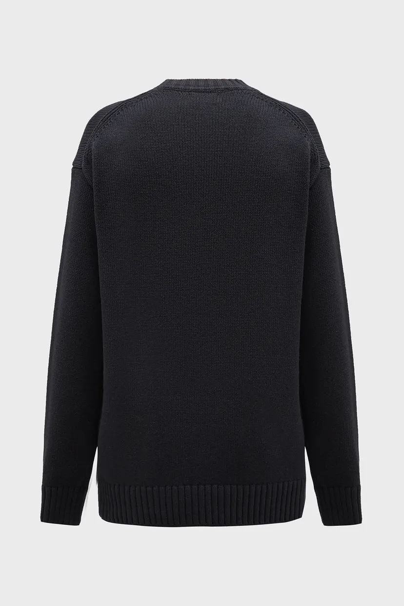Чоловічий чорний светр CHENILLE MONOLOGO SWEATER 7
