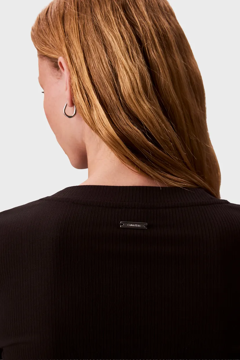 Женский черный лонгслив RIB LS TEE 5