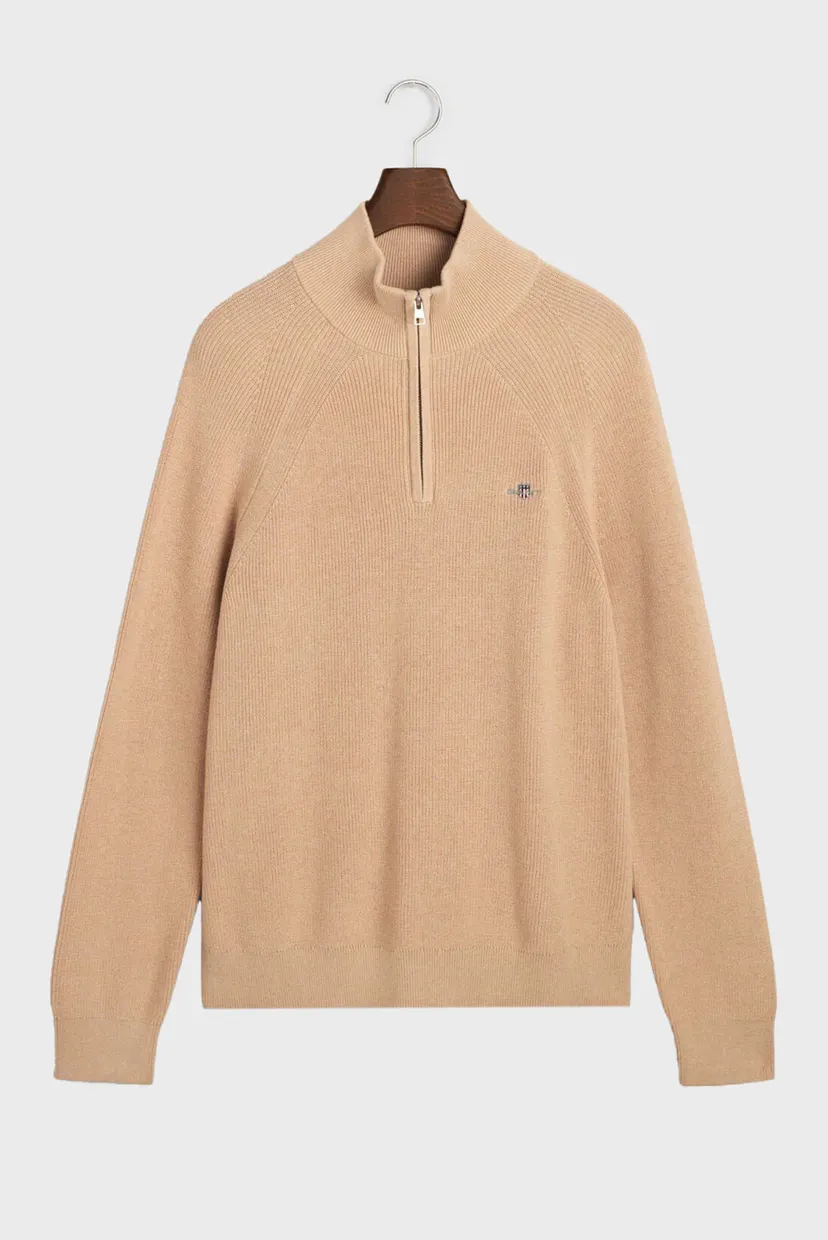 Чоловіча бежева кофта COTTON WOOL RIB HALF ZIP 5