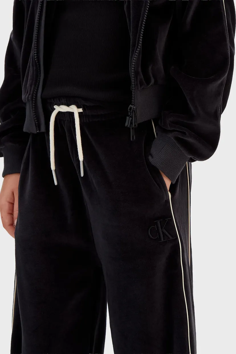Дитячі чорні вельветові спортивні штани WIDE LEG PIPING 4