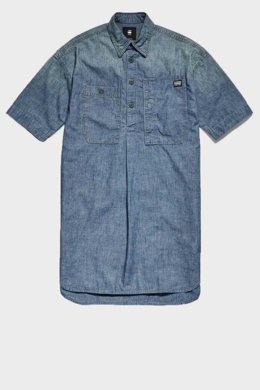 Женское синее джинсовое платье Denim Shirt Dress 4