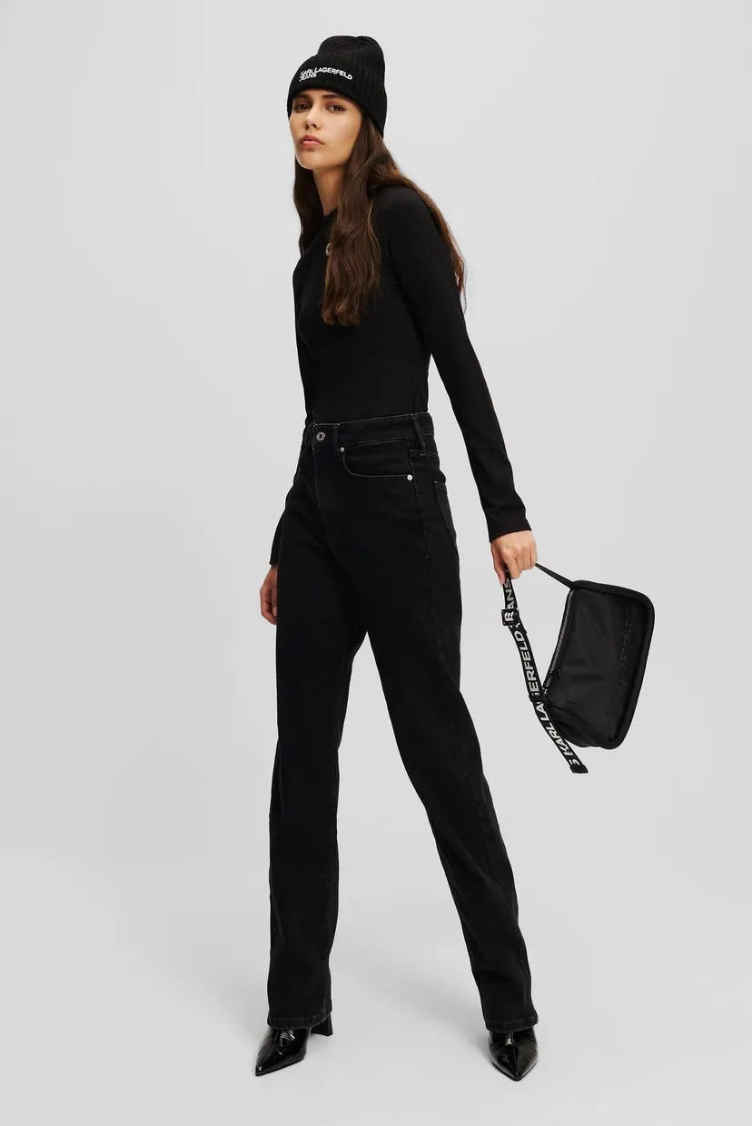 Женский черный лонгслив klj lslv fitted eyelet 3