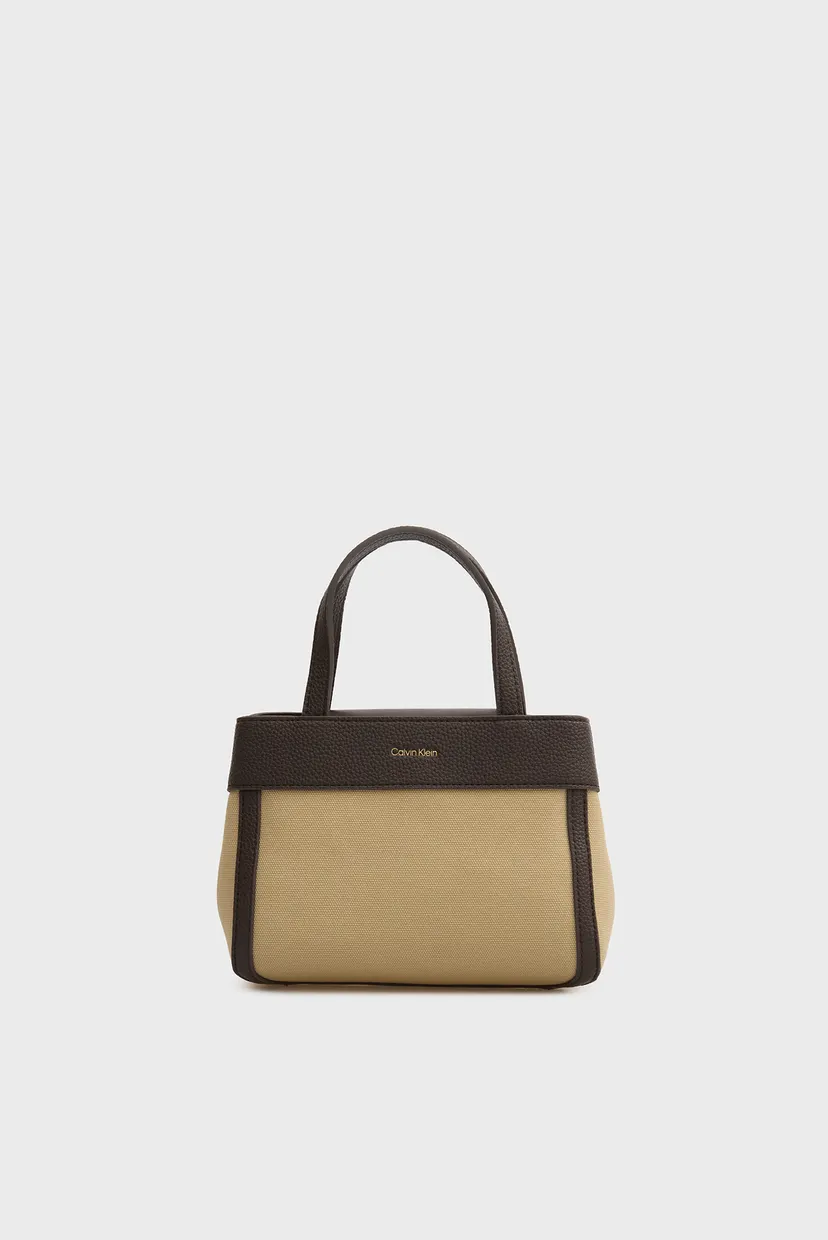 Женская бежевая сумка CK CANVAS MINI TOTE CROSSBODY 4