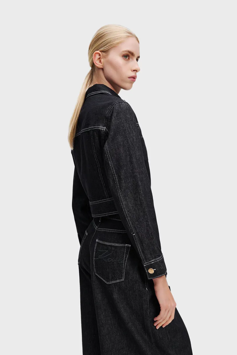 Женская темно-синяя джинсовая куртка BUTTON DENIM JACKET 3