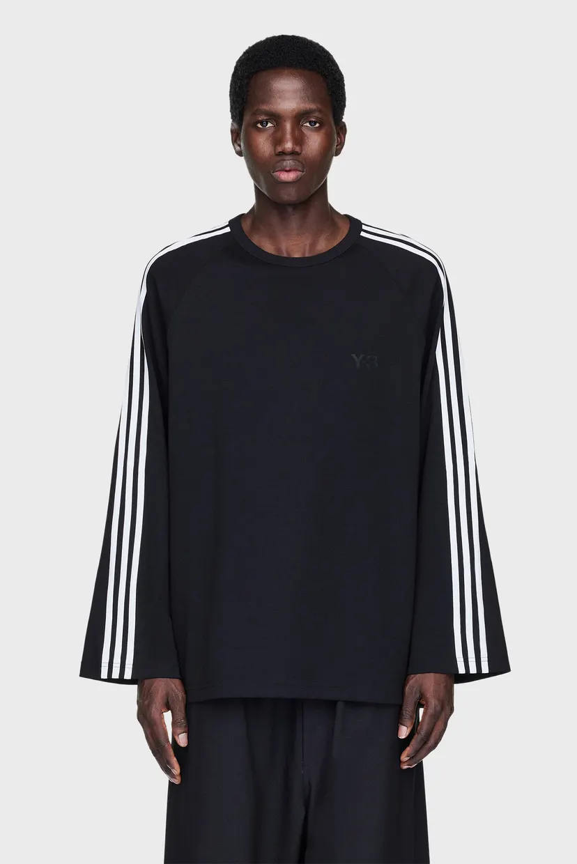 Черный лонгслив Y-3 Top 3-Stripes (унисекс) 3