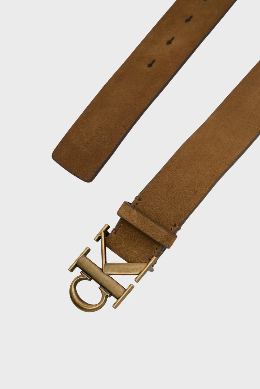 Чоловічий коричневий замшевий ремінь BUCKLE 3