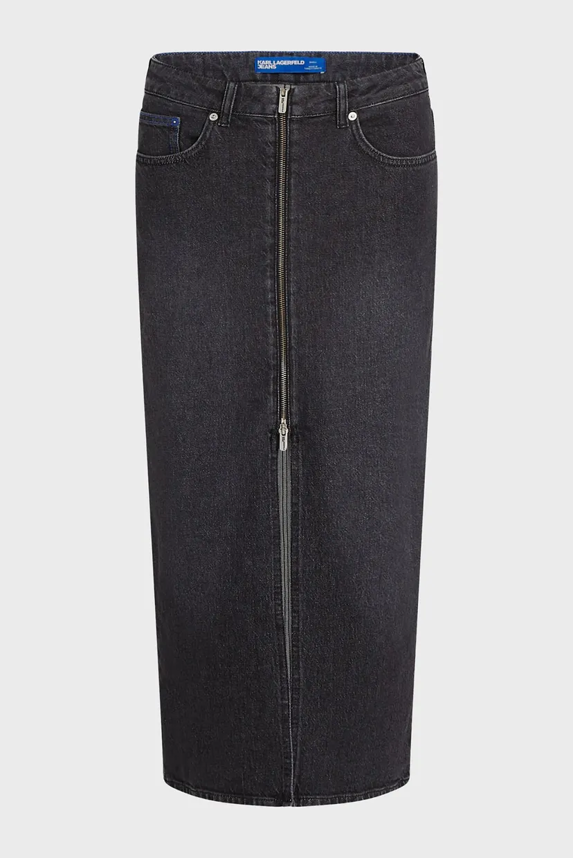 Жіноча чорна джинсова спідниця KLJ ZIP DENIM MIDI SKIRT 5