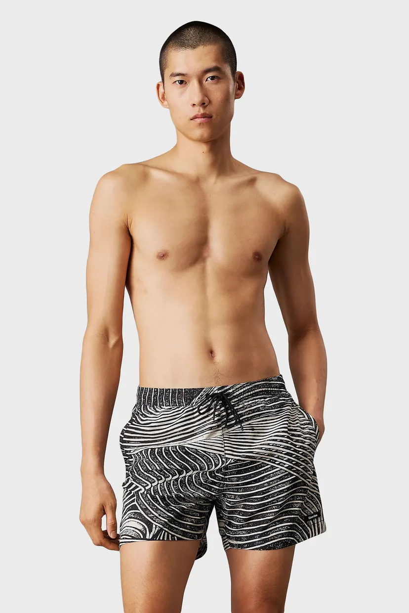 Чоловічі чорні плавальні шорти з візерунком MEDIUM DRAWSTRING-PLACED 1