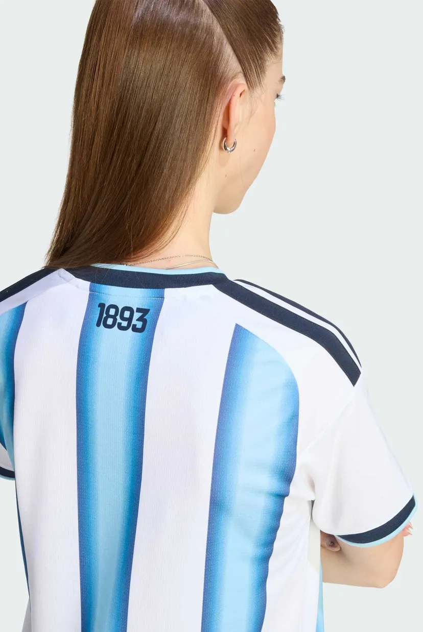 Женская белая футболка в полоску Argentina 26 Home Replica 5