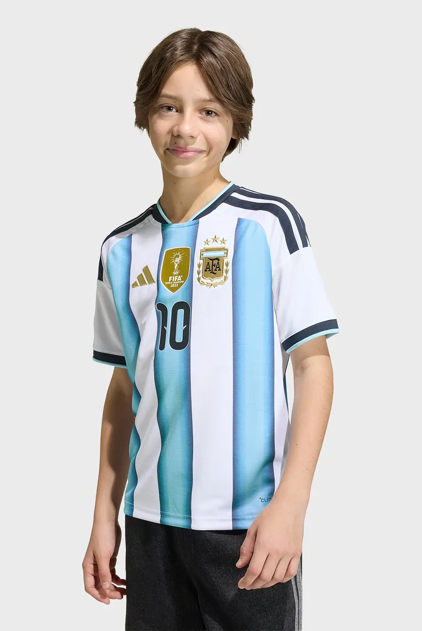 Детская белая футболка  в полоску Argentina 26 Home Replica Messi Kids 4