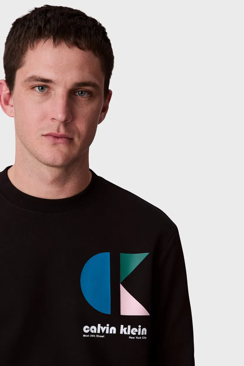 Чоловічий чорний світшот LS EU 350TERRY CK BAUHAUS LOGO C 5