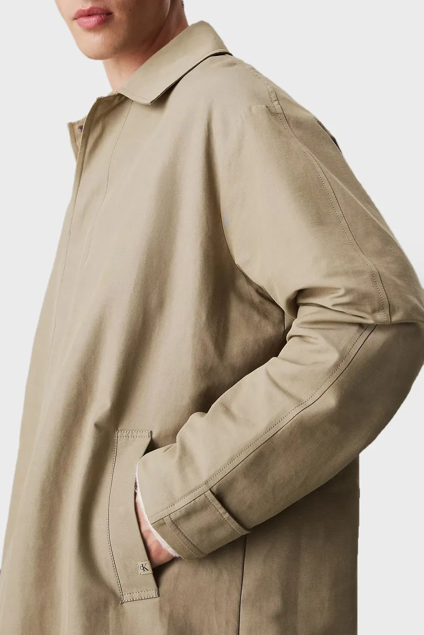 Чоловічий бежевий плащ COTTON NYLON MAC 5