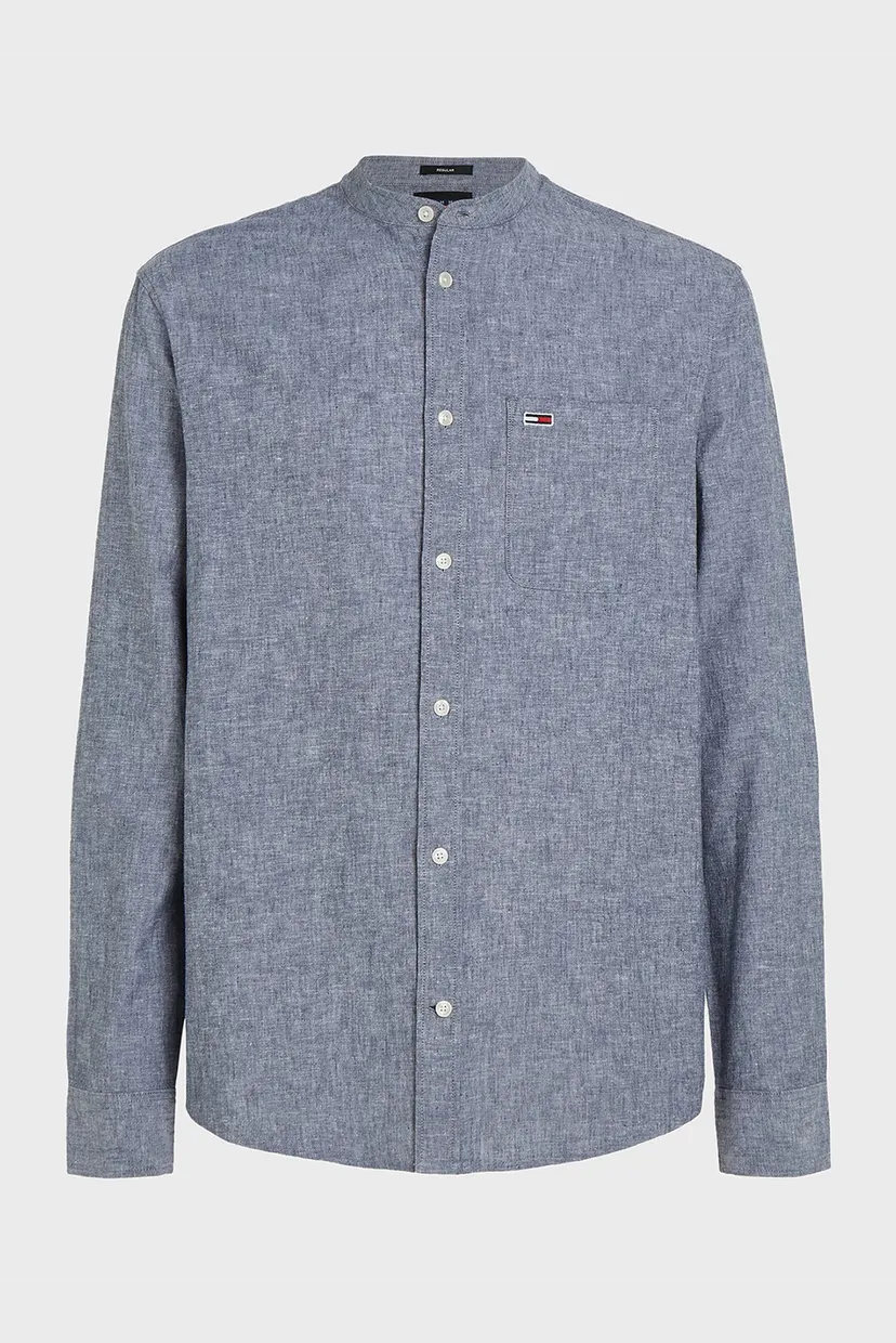Мужская синяя рубашка TJM REG MAO LINEN BLEND 5